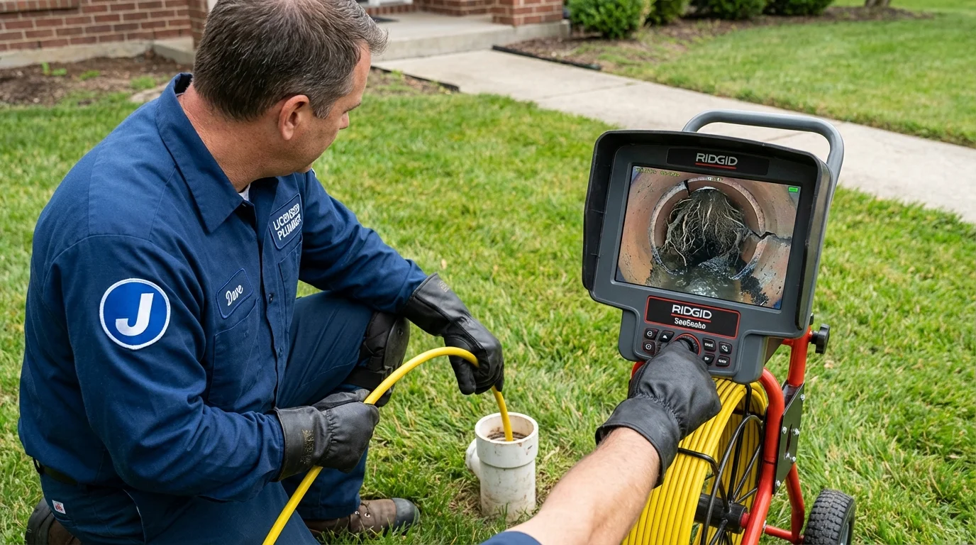 Sewer camera inspection being performed by Johns Plumbing LLC in Running Springs