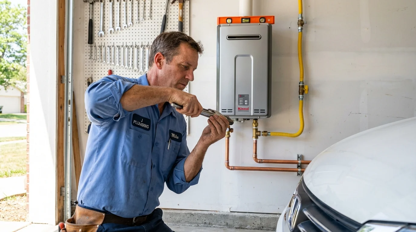 Tankless water heater installation by a Johns Plumbing LLC plumber in Running Springs